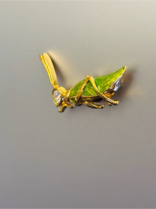 Swarovski Accessories - Swarovski Grasshopper brooch with Green Enamel